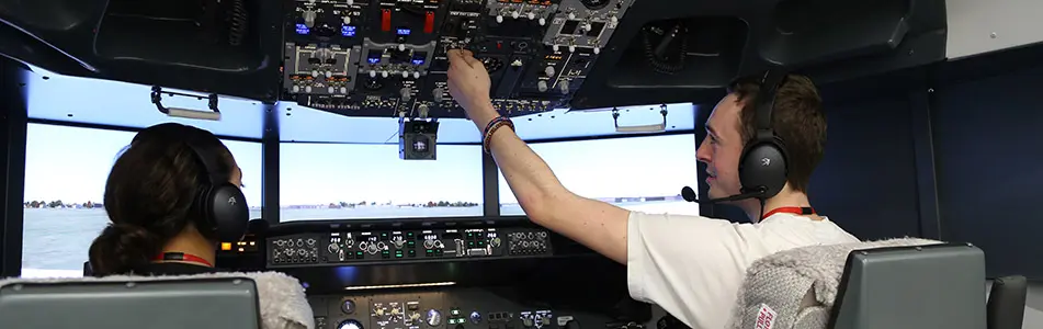 pilot training in cockpit